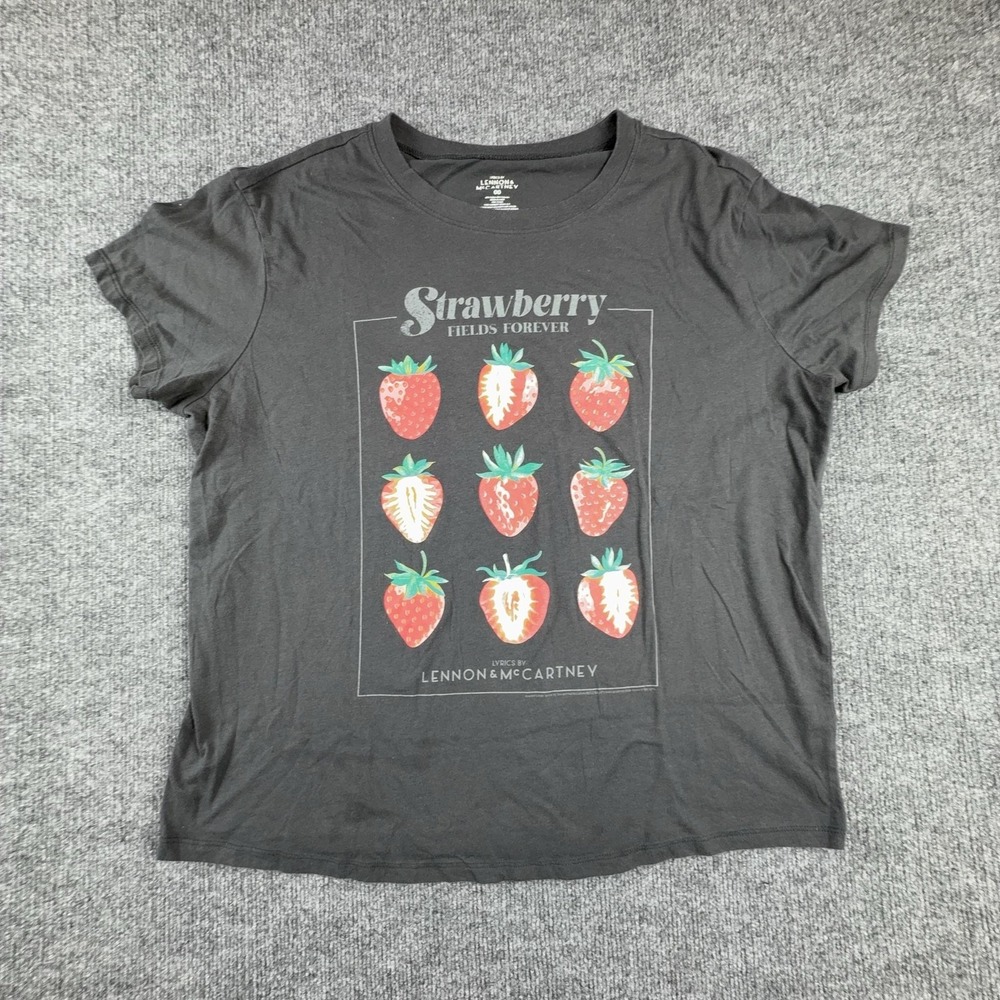 Lyrics By Lennon & McCartney Shirt Mens 2XS Gray Strawberry Fields Beatles Tee